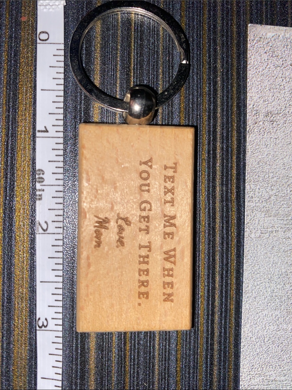 Engraved Wooden Keychain - "Text Me When You Get There"